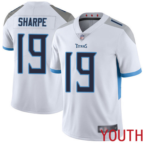 Tennessee Titans Limited White Youth Tajae Sharpe Road Jersey NFL Football #19 Vapor Untouchable->nfl t-shirts->Sports Accessory